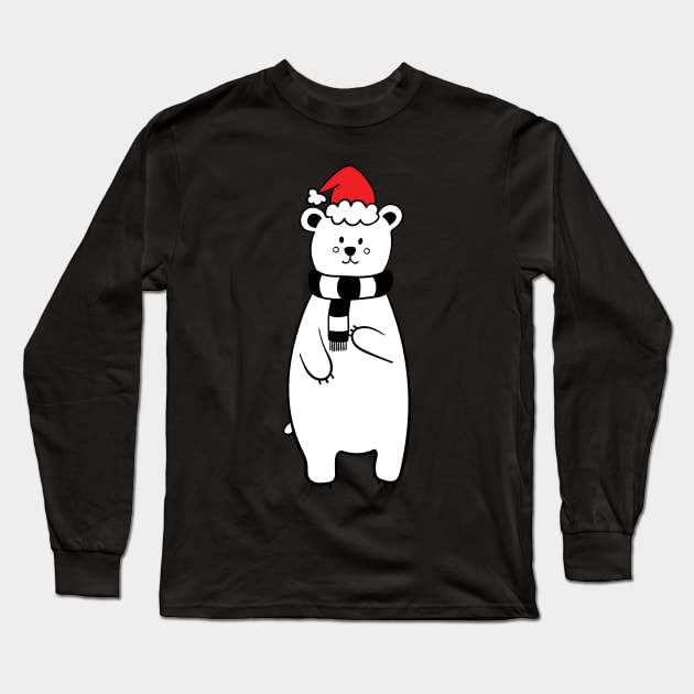 Christmas Bear Long Sleeve T-Shirt by hippyhappy